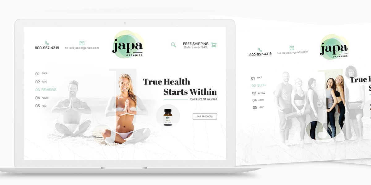 Landing page Bio nutrition industry bright energetic vibe
